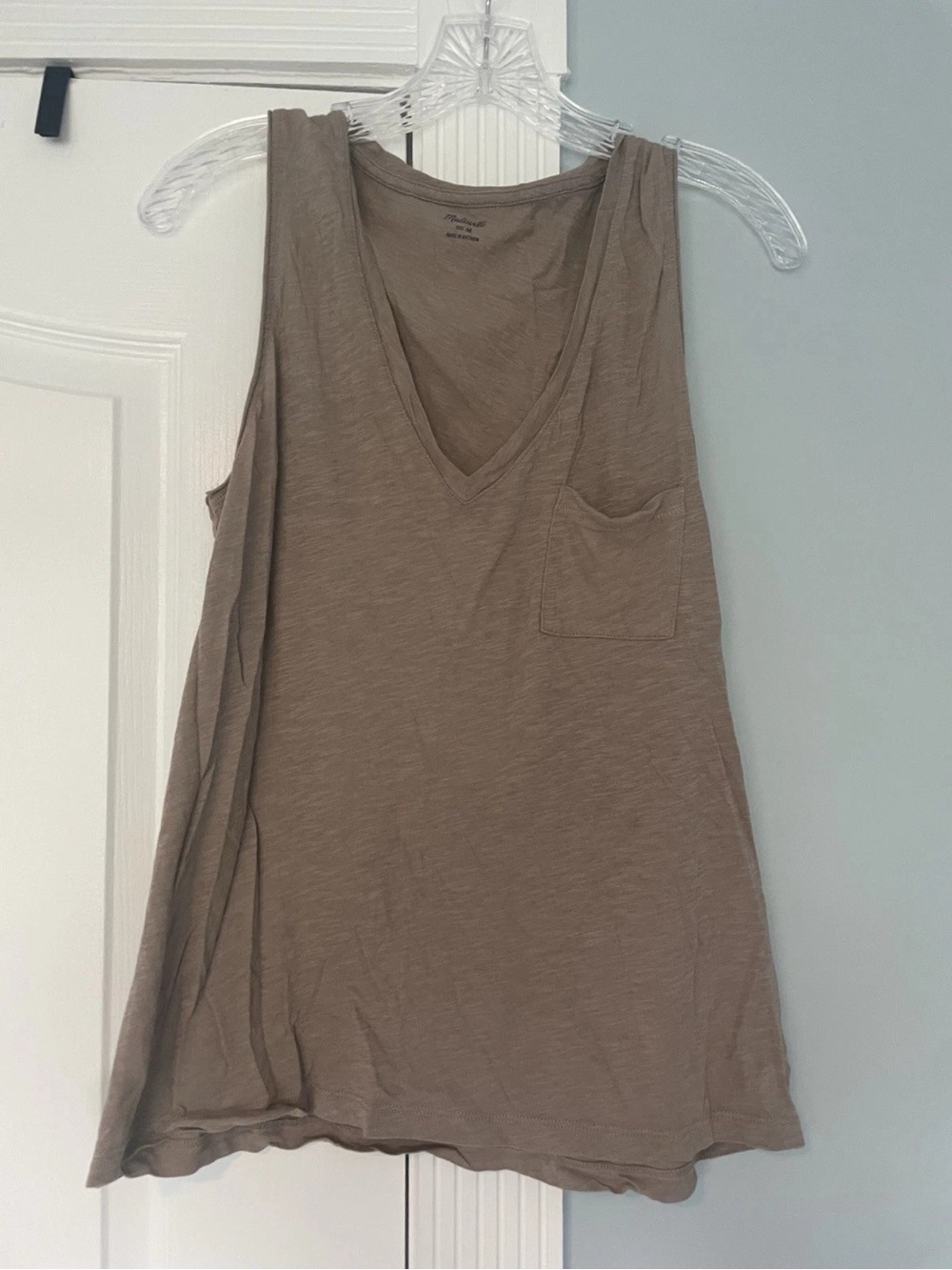 Madewell V-Neck Pocket Tank Top - Taupe Brown